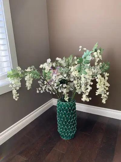 artificial plants in porcelain vase, View more