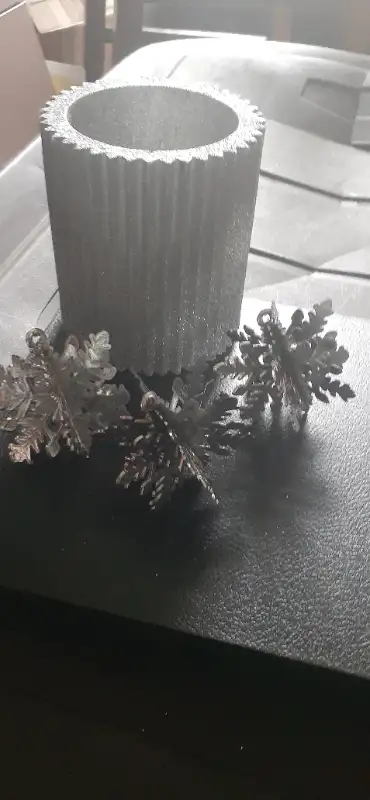 Wedding Centrepieces Silver cylinders with bracket inside for candle 5 1/2 inches h x 4.5 D. 6 avail...