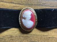 Vintage Black Velvet Choker with cameo