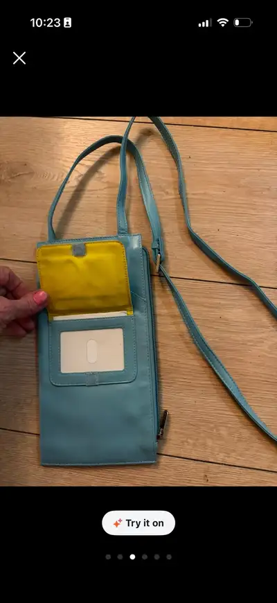 Turquoise Danier Leather Crossbody Bag, View more