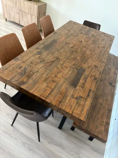 8 Seaters Dinning Table - Natural Wood Finish with Chairs, View more