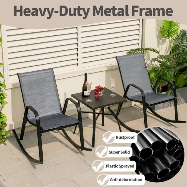 Gymax 2pcs Patio Rocking Chair Heavy-Duty Metal Rocker Outdoor A ...