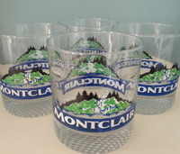 Set of 4 vintage Montclair lowball water glasses with logo