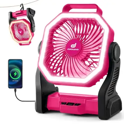 (New)Portable Camping Fan with LED Light, 20000mAh Rechargeable, View more