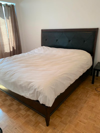 Leather King size bed frame - free mattresses