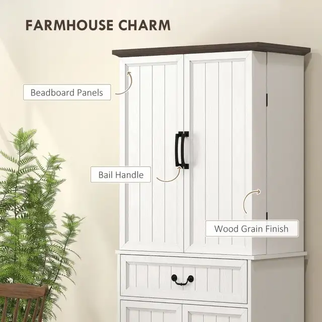 71" LED farmhouse Kitchen Pantry Cabinet in Bookcases & Shelving Units in Markham / York Region - Image 9