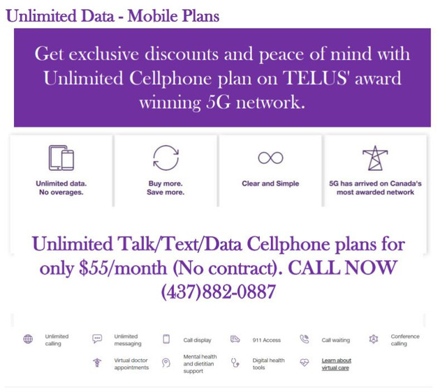 Exclusive offer: Mobile CAN-US plans 100GB for $55/month in Cell Phone Services in City of Toronto