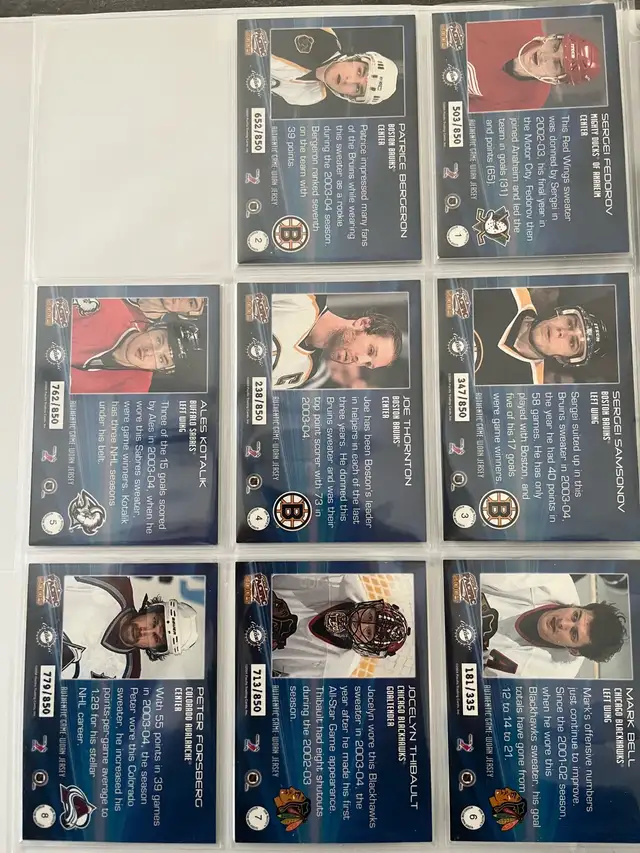 2004-05 Pacific jersey hockey cards 1-44 in Arts & Collectibles in Gatineau - Image 3