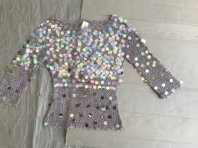 New London Women Sequin Cocktail Party Top Shining Blouse Size S, View more