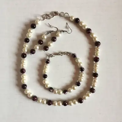 Ivory and Plum Faux Pearl Set (New), View more