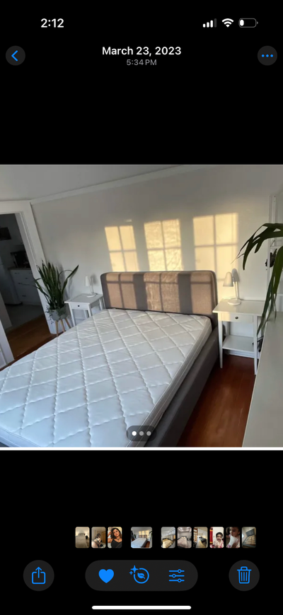 Heavy-duty metal bed frame & queen-size headboard frame, View more