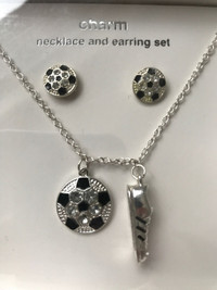 NEW in box - Charm necklace and earrings- soccer