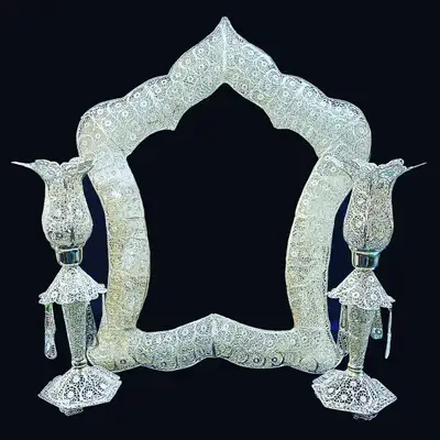 Hand made silver & gold plated filigree Mirrors & Candle Holders, View more