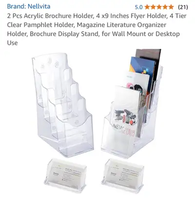 2 Pcs Acrylic Brochure Holder, 4 x9 Inches Flyer Holder, View more