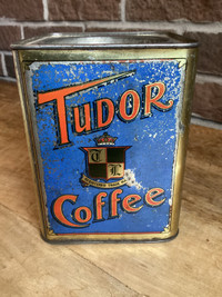 OLD ANTIQUE TUDOR COFFEE TIN from VANCOUVER 