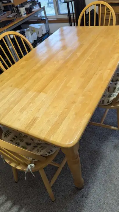 Moving sale! Solid pine dining room table set and  barten, View more
