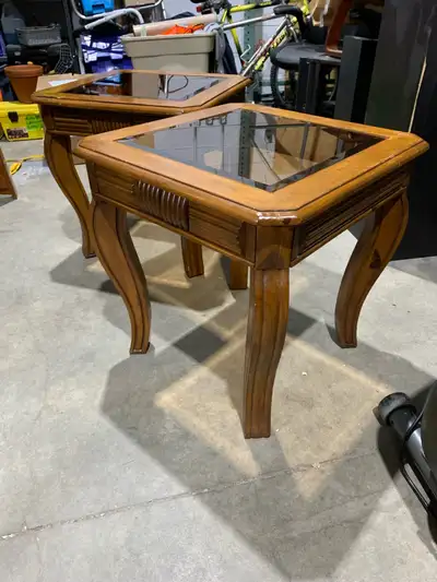 Glass Panel Wooden End tables - set of two, View more