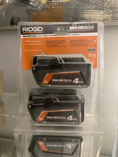 Brand new ridged 18v 4oah batteries(2pck), View more