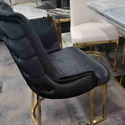 Velvet Fabric chair with Golden Base , View more