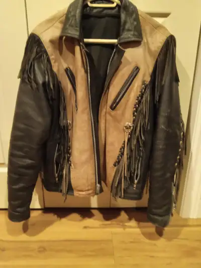 Leather fringed jacket, View more