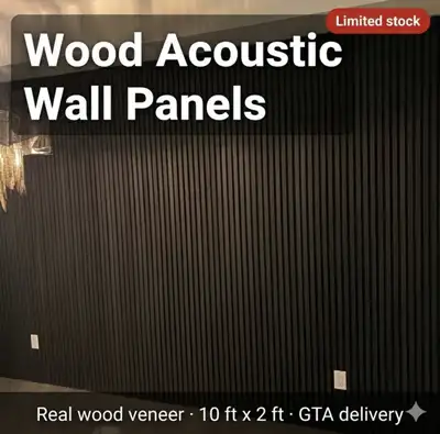 Premium Acoustic Wood Panels (10ft x2ft) - 4 Colors Available, View more