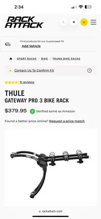Thule gateway pro bike 3 rack