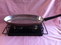 SWISS  Large Oval Copper Serving Pan with Warming Burners
