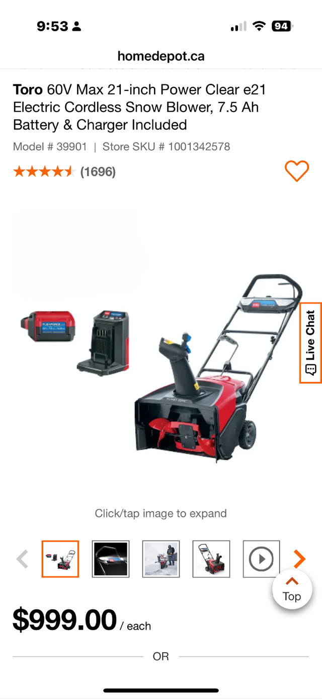 Toro 60V Max 21-inch Power Clear e21 Electric Cordless Snow Blow in Snowblowers in City of Toronto - Image 8