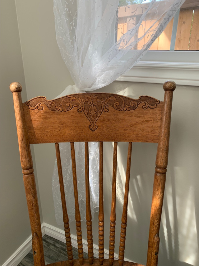 Antique Oak &  Rattan Chairs x2 in Chairs & Recliners in Strathcona County - Image 2