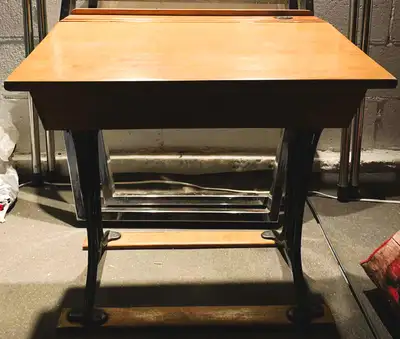 Pupitre Écolier Antique Fonte Bois / Vintage School Desk, View more