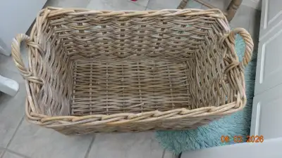 Wicker basket large 28 in. long,16in.high  handles  heavywicker, View more