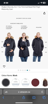 Modern Eternity 3 in 1 Maternity Winter Jacket - size Lg