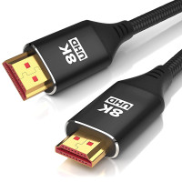 8K HDMI 2.1 black braided cable 10FT
