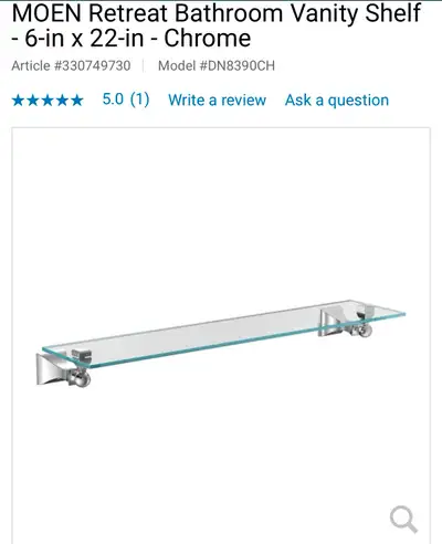 BEAUTIFUL NEW 22” x 6” GLASS VANITY SHELF , View more