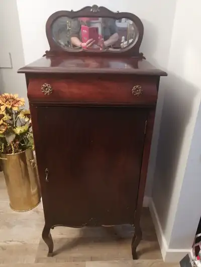 Antique  Walnut Record Cabinet, View more