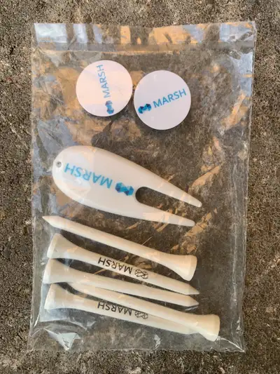 Golf tees, ball markers, divot repair tool - never used, View more