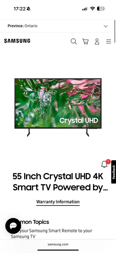 TV - Samsung 55inch Crystal UHD 4K Smart TV, View more