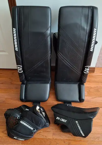 Warrior SR goalie pads INT glove and blocker, View more