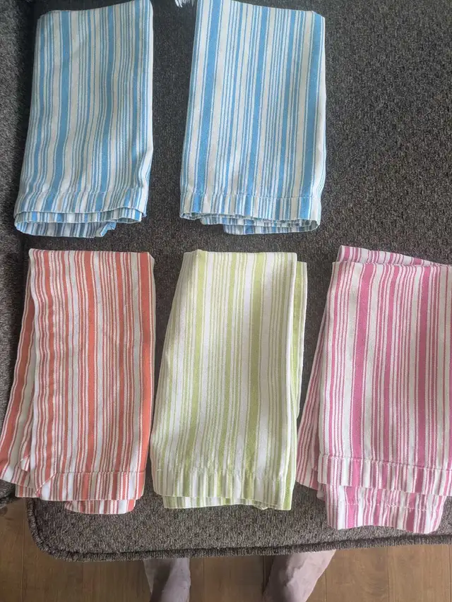 Set of 5 Striped Cotton Kitchen Towels