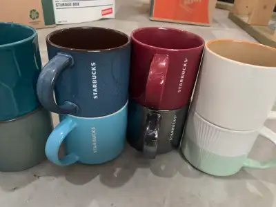 Selling our set of 10 Starbucks mugs. These go for $20-25 each, great deal at $60 for all.