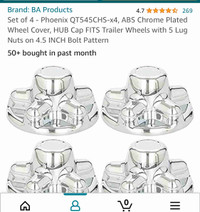 Set of 4 ABS hub cap covers for travel trailer wheels  5 in