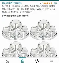 Set of 4 ABS hub cap covers for travel trailer wheels  5 in