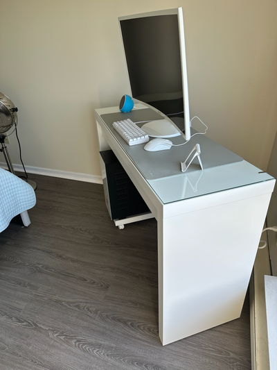 IKEA White Glass-Top Desk – $120, View more