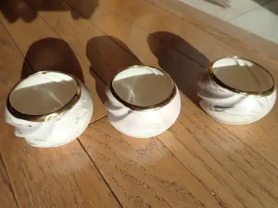 3 Cherish Porcelain from Sorrento B.C. Candle holder. jewelry, candy or just beautiful to displace d...