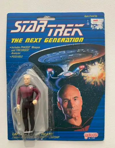 1988 Star Trek The Next Generation Captain Jean-Luc Picard, Galoob Action Figure. Condition is New,...