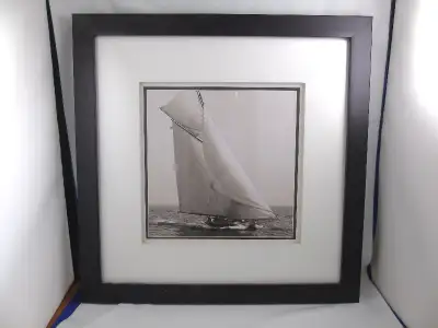 Large Black and white picture / print of sailing ship . Perfect condition, framed and glass covered....