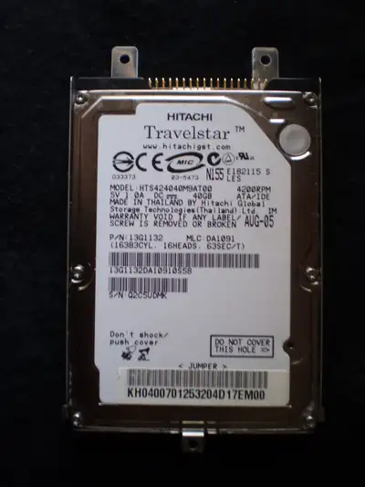 Hitachi Travelstar HTS424040M9AT00 40GB 2.5 inch ATA/IDE Laptop Hard Drive NOT tested $10 Pickup ONL...
