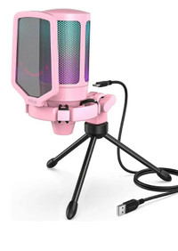 PINK USB Gaming Microphone for PC , PS4 PS5 , YouTube streaming