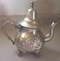 Vintage Middle Eastern Embossed Silve Plated Arabic Teapot