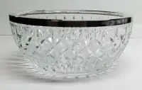 Glass Serving Bowl with Silver Rim